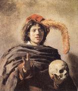 Young man with a skull